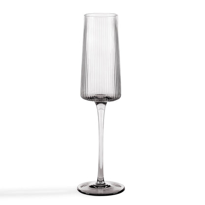 Gatsby Set of 4 Ripple Glass Champagne Flutes - Smoked