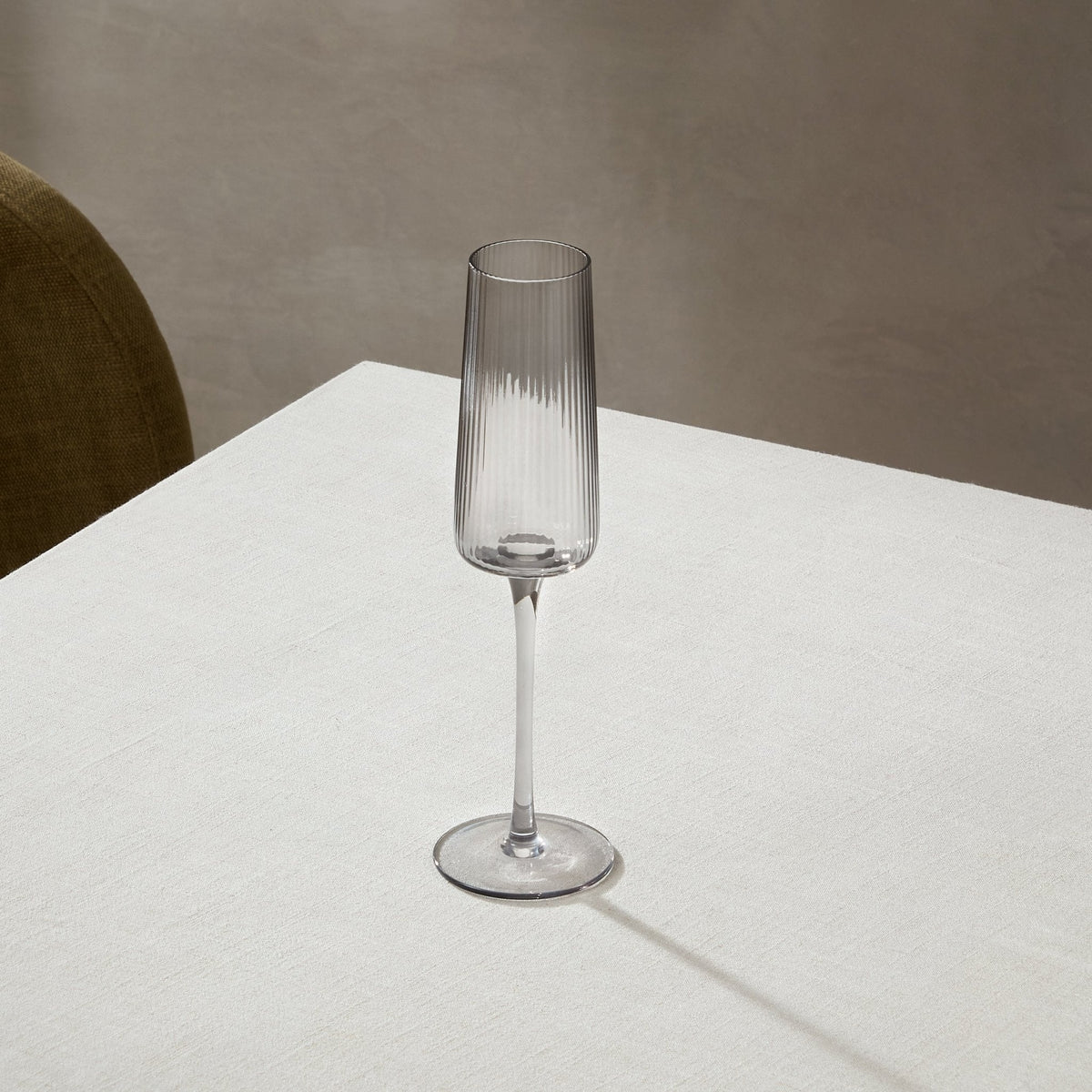 Gatsby Set of 4 Ripple Glass Champagne Flutes - Smoked