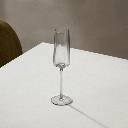 Gatsby Set of 4 Ripple Glass Champagne Flutes - Smoked