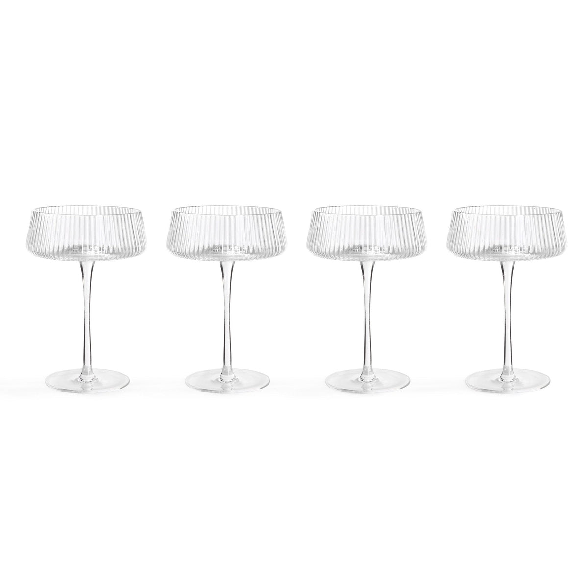 Gatsby Set of 4 Ripple Glass Coupes - Clear
