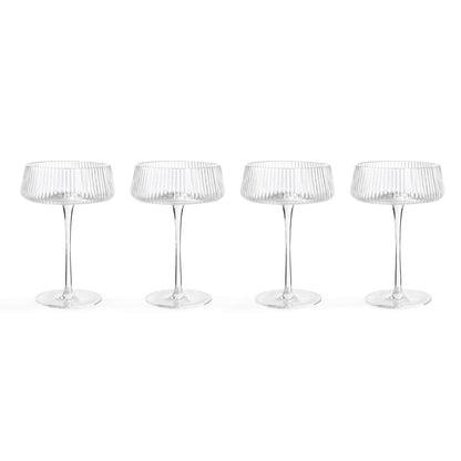 Gatsby Set of 4 Ripple Glass Coupes - Clear