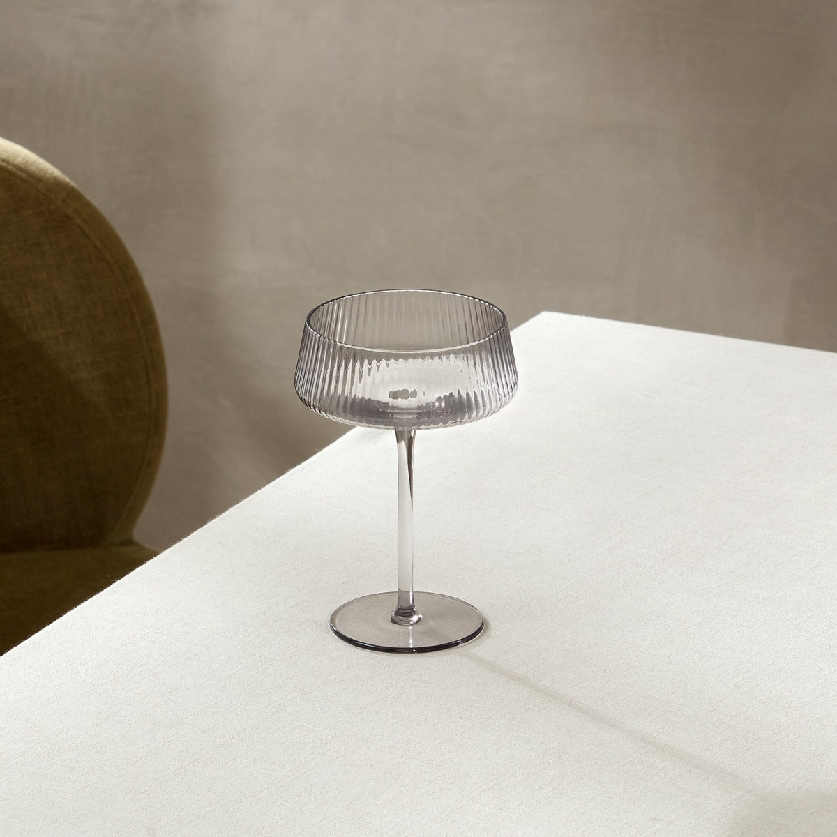 Gatsby Set of 4 Ripple Glass Coupes - Smoked