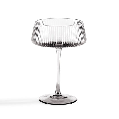 Gatsby Set of 4 Ripple Glass Coupes - Smoked