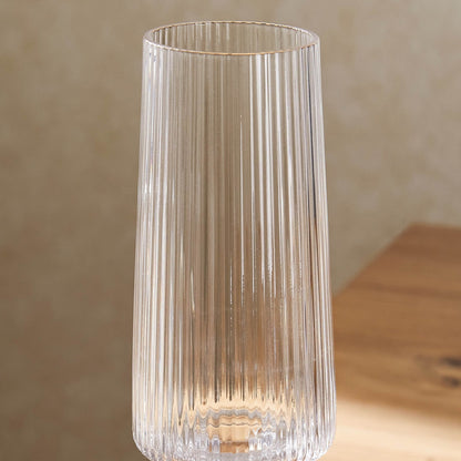 Gatsby Set of 4 Ripple Glass Champagne Flutes - Clear