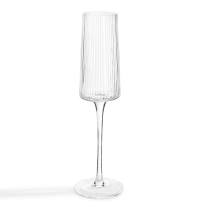 Gatsby Set of 4 Ripple Glass Champagne Flutes - Clear