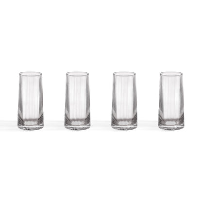 Gatsby Set of 4 Ripple Glass Highballs - Smoked