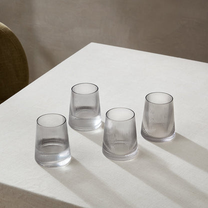 Gatsby Set of 4 Ripple Glass Tumblers - Smoked