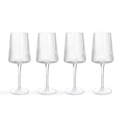 Gatsby Set of 4 Ripple Glass Wine Glasses - Clear