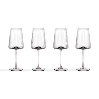 Gatsby Set of 4 Ripple Glass Wine Glasses - Smoked