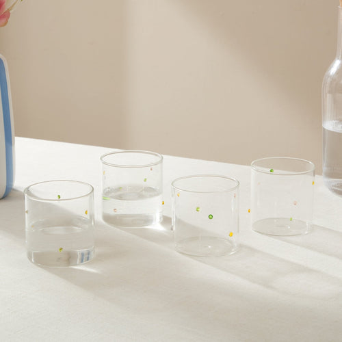 Nelly Polka Dot Glass Tumblers - Set of 4 - Clear